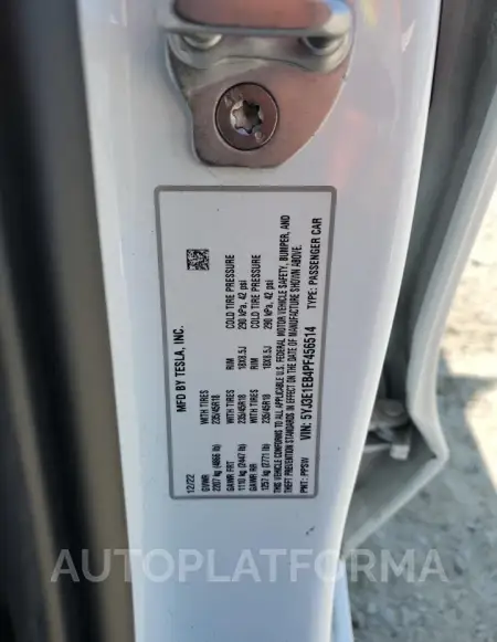 TESLA MODEL 3 2023 vin 5YJ3E1EB4PF456514 from auto auction Copart