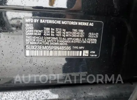 BMW X7 XDRIVE4 2023 vin 5UX23EM05P9N48586 from auto auction Copart