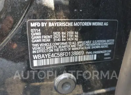 BMW 740 LI 2015 vin WBAYE4C58FD138869 from auto auction Copart