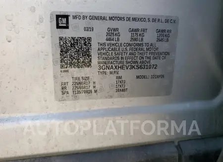 CHEVROLET EQUINOX LS 2019 vin 3GNAXHEV3KS631072 from auto auction Copart