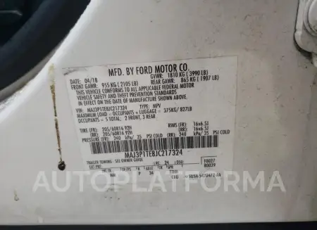 FORD ECOSPORT S 2018 vin MAJ3P1TE8JC217324 from auto auction Copart