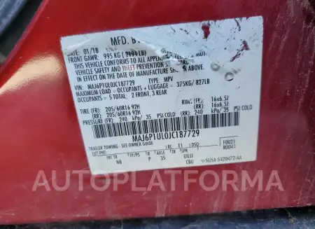 FORD ECOSPORT S 2018 vin MAJ6P1UL0JC187729 from auto auction Copart