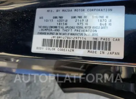 MAZDA 3 Sport 2016 vin JM1BM1U78G1297114 from auto auction Copart