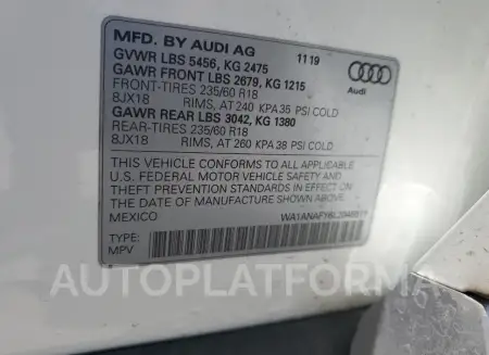 AUDI Q5 PREMIUM 2020 vin WA1ANAFY6L2046511 from auto auction Copart