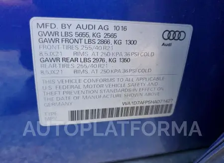 AUDI Q5 PREMIUM 2017 vin WA1D7AFP5HA071427 from auto auction Copart