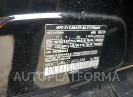 MERCEDES-BENZ GLA 250 2020 vin WDCTG4EB2LU025368 from auto auction Copart