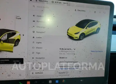 TESLA MODEL Y 2021 vin 5YJYGAEE0MF262987 from auto auction Copart