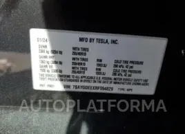 TESLA MODEL Y 2024 vin 7SAYGDEEXRF994829 from auto auction Copart