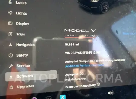 TESLA MODEL Y 2022 vin 7SAYGDEF2NF512888 from auto auction Copart