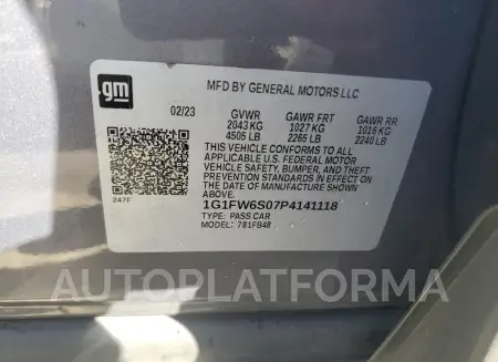 CHEVROLET BOLT EV 1L 2023 vin 1G1FW6S07P4141118 from auto auction Copart