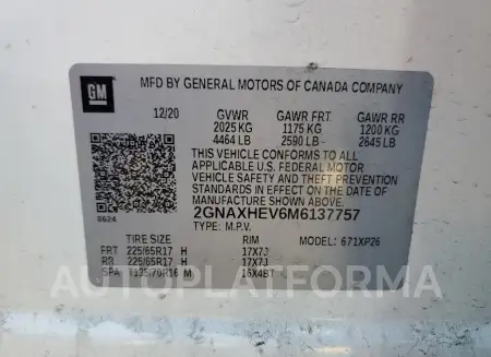 CHEVROLET EQUINOX LS 2021 vin 2GNAXHEV6M6137757 from auto auction Copart