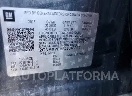 CHEVROLET EQUINOX PR 2018 vin 2GNAXVEV5J6346322 from auto auction Copart