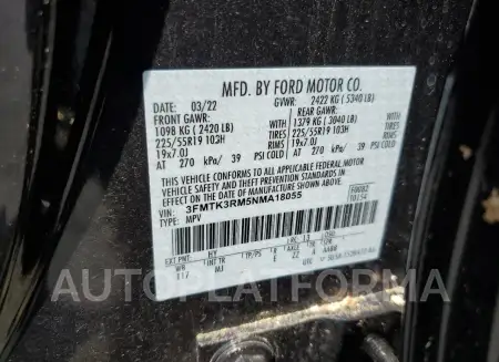 FORD MUSTANG MA 2022 vin 3FMTK3RM5NMA18055 from auto auction Copart