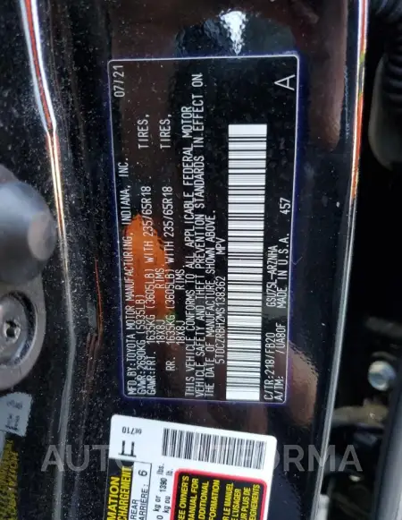 TOYOTA HIGHLANDER 2021 vin 5TDCZRBH2MS138362 from auto auction Copart