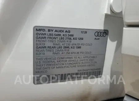 AUDI Q5 PREMIUM 2021 vin WA1BAAFY7M2040251 from auto auction Copart