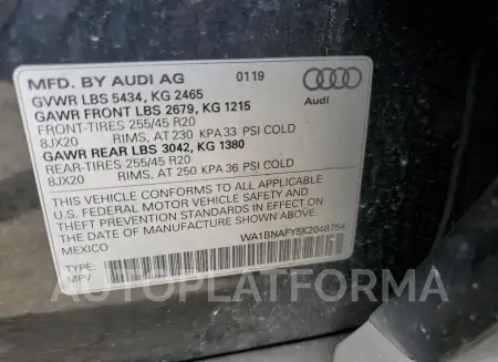 AUDI Q5 PREMIUM 2019 vin WA1BNAFY5K2048754 from auto auction Copart