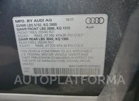 AUDI SQ5 PRESTI 2018 vin WA1C4AFY5J2076656 from auto auction Copart