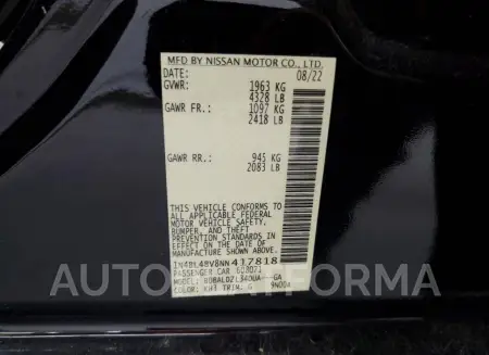 NISSAN Altima S 2022 vin 1N4BL4BV8NN417818 from auto auction Copart