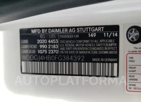 MERCEDES-BENZ C 250 2015 vin WDDGJ4HB0FG384392 from auto auction Copart