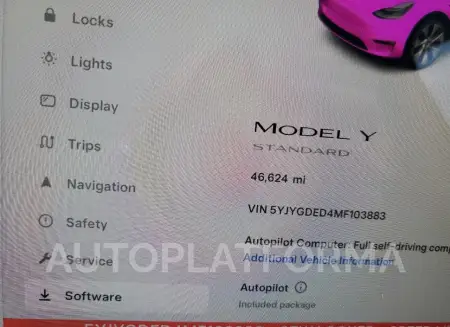 TESLA MODEL Y 2021 vin 5YJYGDED4MF103883 from auto auction Copart