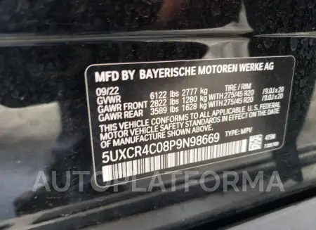 BMW X5 SDRIVE 2023 vin 5UXCR4C08P9N98669 from auto auction Copart