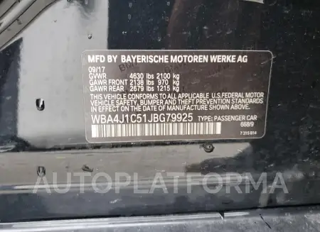 BMW 430I GRAN 2018 vin WBA4J1C51JBG79925 from auto auction Copart