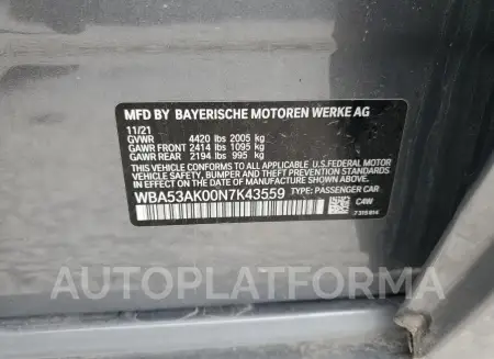 BMW 228I 2022 vin WBA53AK00N7K43559 from auto auction Copart