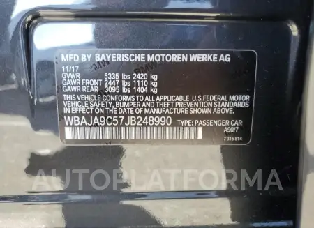 BMW 530E 2018 vin WBAJA9C57JB248990 from auto auction Copart