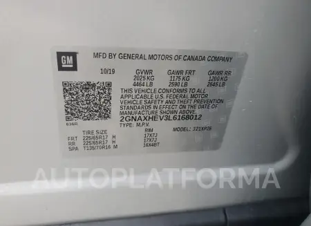 CHEVROLET EQUINOX LS 2020 vin 2GNAXHEV3L6168012 from auto auction Copart