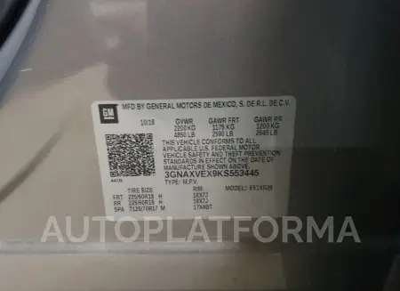 CHEVROLET EQUINOX LT 2019 vin 3GNAXVEX9KS553445 from auto auction Copart