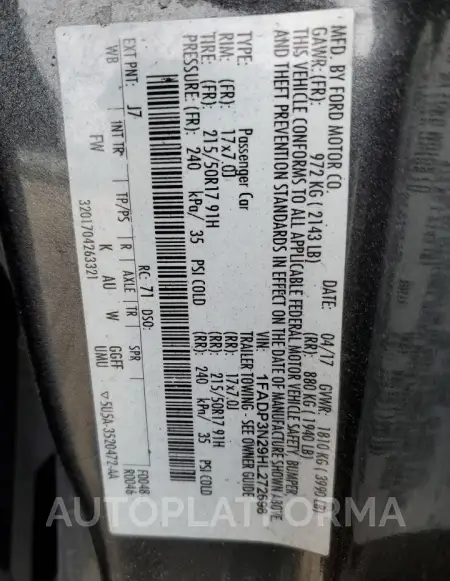 FORD FOCUS TITA 2017 vin 1FADP3N29HL272698 from auto auction Copart