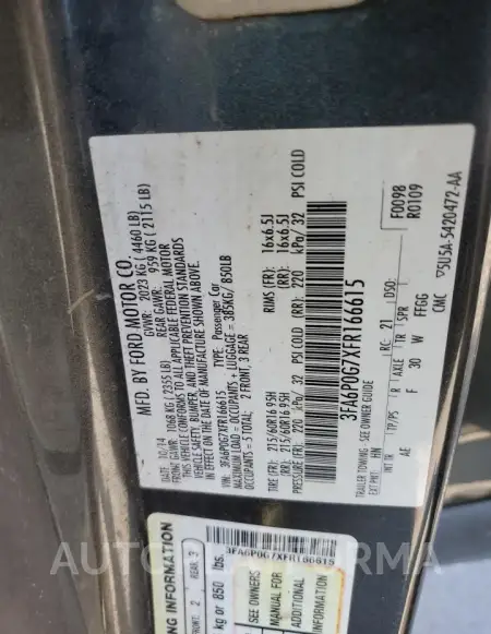 FORD FUSION S 2015 vin 3FA6P0G7XFR166615 from auto auction Copart