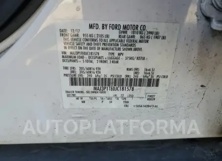 FORD ECOSPORT S 2018 vin MAJ3P1TE0JC181578 from auto auction Copart