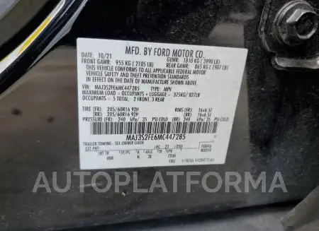 FORD ECOSPORT S 2021 vin MAJ3S2FE6MC447285 from auto auction Copart