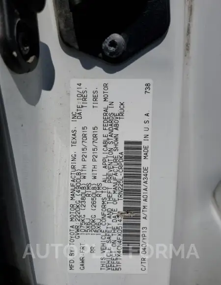 TOYOTA TACOMA ACC 2015 vin 5TFTX4CN4FX051430 from auto auction Copart