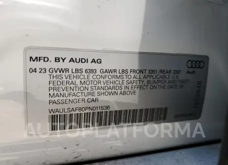 AUDI S8 2023 vin WAULSAF80PN011536 from auto auction Copart