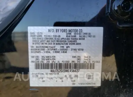 FORD ECOSPORT S 2021 vin MAJ3S2GE0MC456627 from auto auction Copart