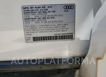 AUDI Q3 PREMIUM 2016 vin WA1BFCFS8GR006386 from auto auction Copart