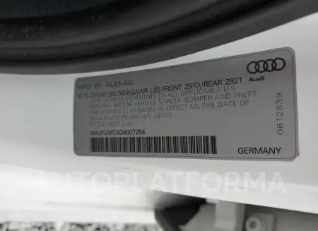 AUDI S6 PREMIUM 2016 vin WAUF2AFC4GN007264 from auto auction Copart