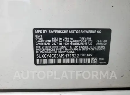 BMW X6 SDRIVE 2021 vin 5UXCY4C03M9H71922 from auto auction Copart