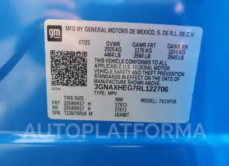 CHEVROLET EQUINOX LS 2024 vin 3GNAXHEG7RL122706 from auto auction Copart