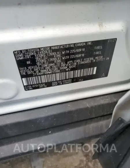 TOYOTA RAV4 LIMIT 2021 vin 2T3D6RFV6MW017068 from auto auction Copart