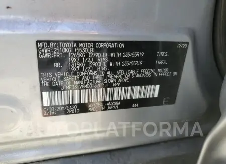 TOYOTA RAV4 PRIME 2021 vin JTMFB3FV8MD013702 from auto auction Copart