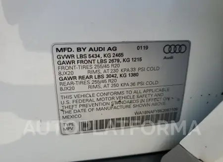 AUDI Q5 PREMIUM 2019 vin WA1BNAFY8K2057108 from auto auction Copart