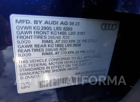 AUDI Q5 PREMIUM 2023 vin WA1LCBF76PD029228 from auto auction Copart