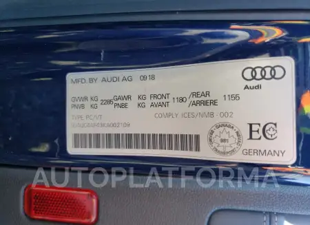 AUDI S4 PRESTIG 2019 vin WAUC4AF43KA002109 from auto auction Copart