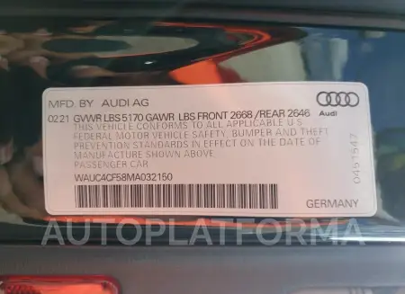 AUDI S5 PREMIUM 2021 vin WAUC4CF58MA032150 from auto auction Copart