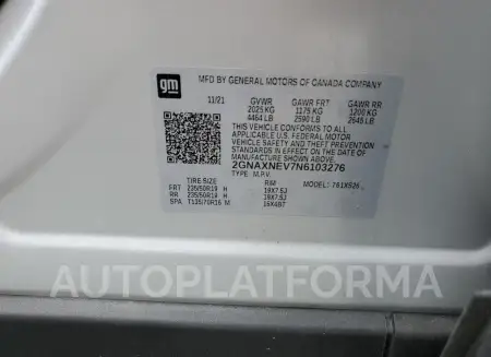 CHEVROLET EQUINOX PR 2022 vin 2GNAXNEV7N6103276 from auto auction Copart