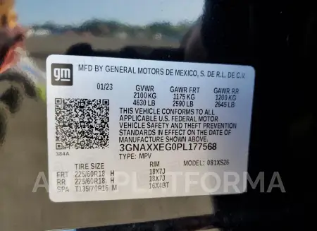 CHEVROLET EQUINOX PR 2023 vin 3GNAXXEG0PL177568 from auto auction Copart