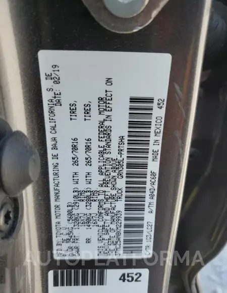 TOYOTA TACOMA DOU 2019 vin 3TMCZ5AN8KM229939 from auto auction Copart